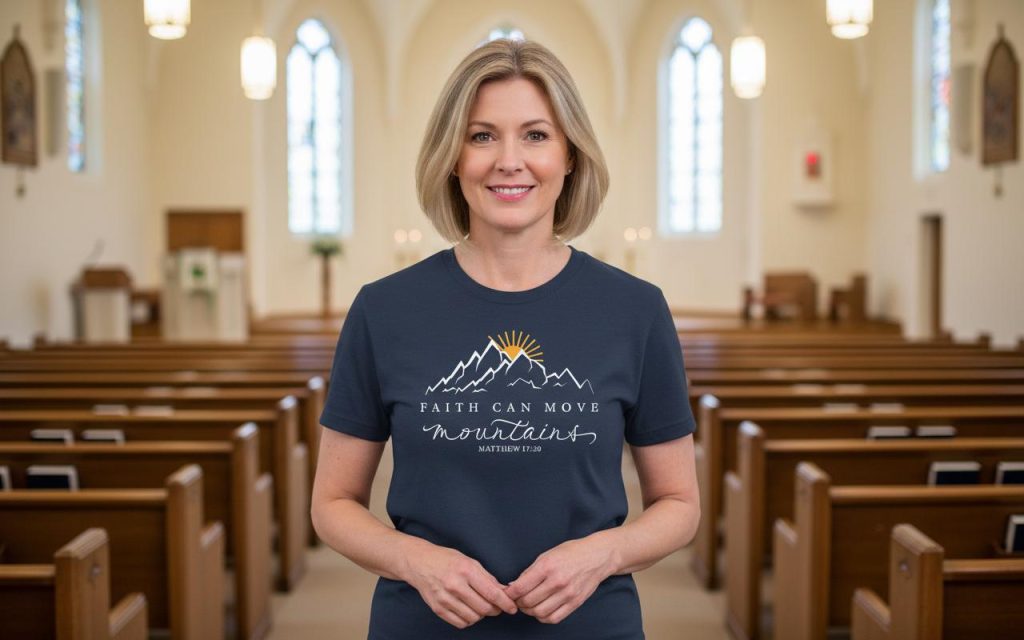 Faith Can Move Mountains T-Shirt, Christian Graphic Tee, Religious Apparel, Inspirational Faith Shirt, Minimalist Bible Verse Gift